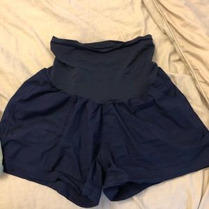 Blue maternity shorts